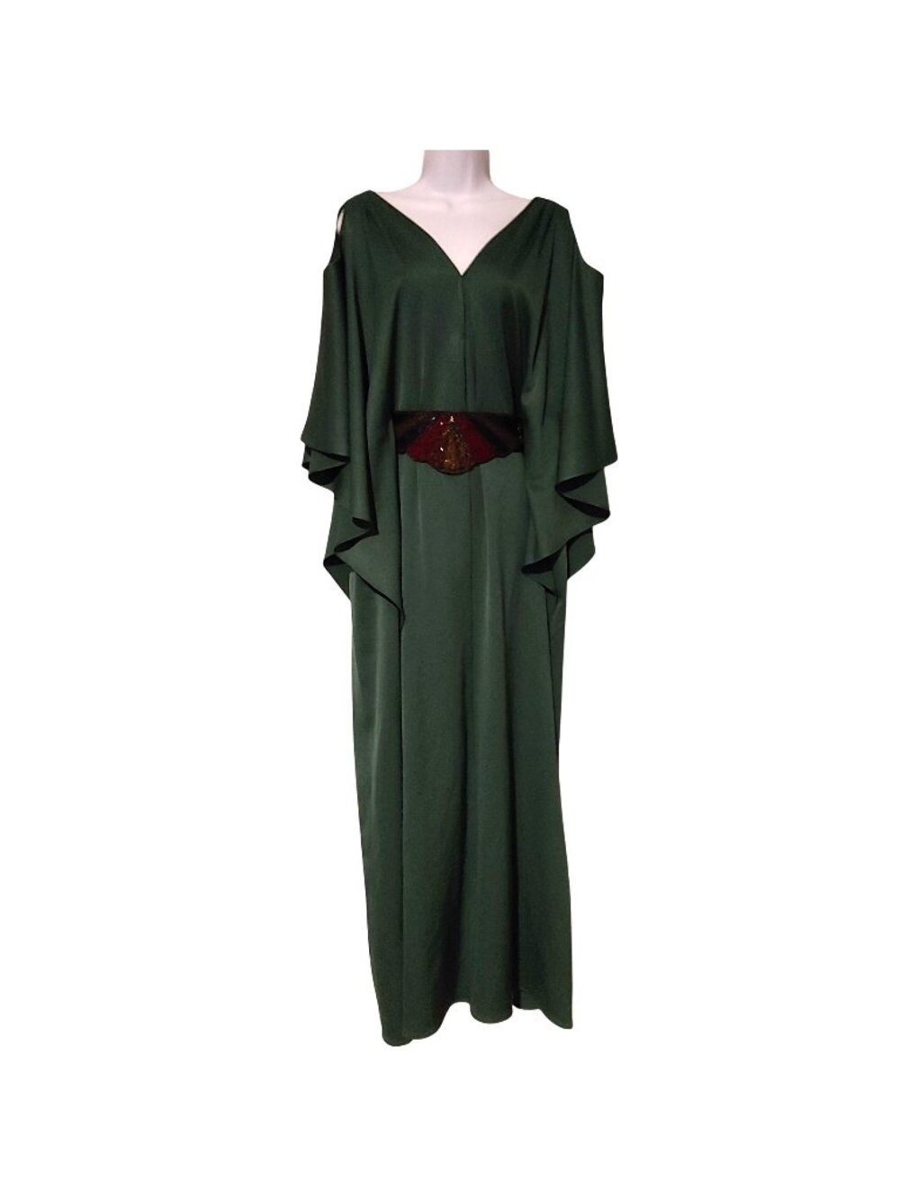 Zac Posen Paolo Vico Beaded Belt Cape Sleeve Gown Grecian Goddess Dress 6